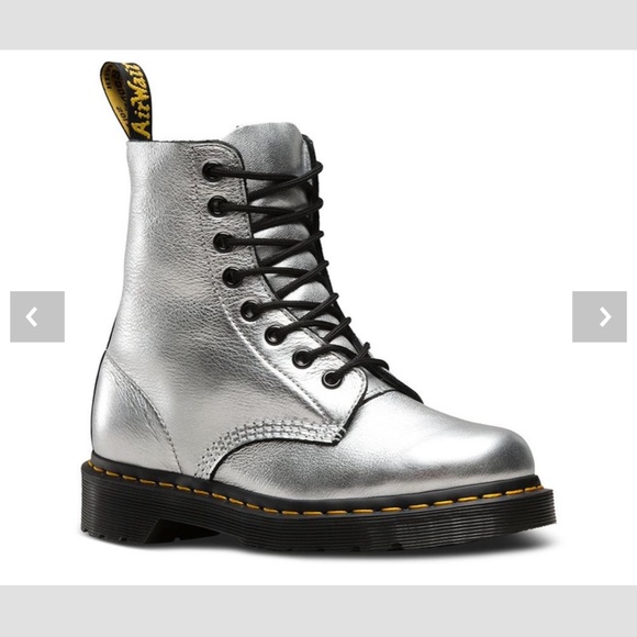RARE Dr. Martens Doc Marten Metallic Silver 1460 Pascal Combat Boots - Picture 9 of 9